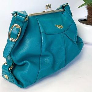 Teal Emma Fox Kiss Lock Handbag